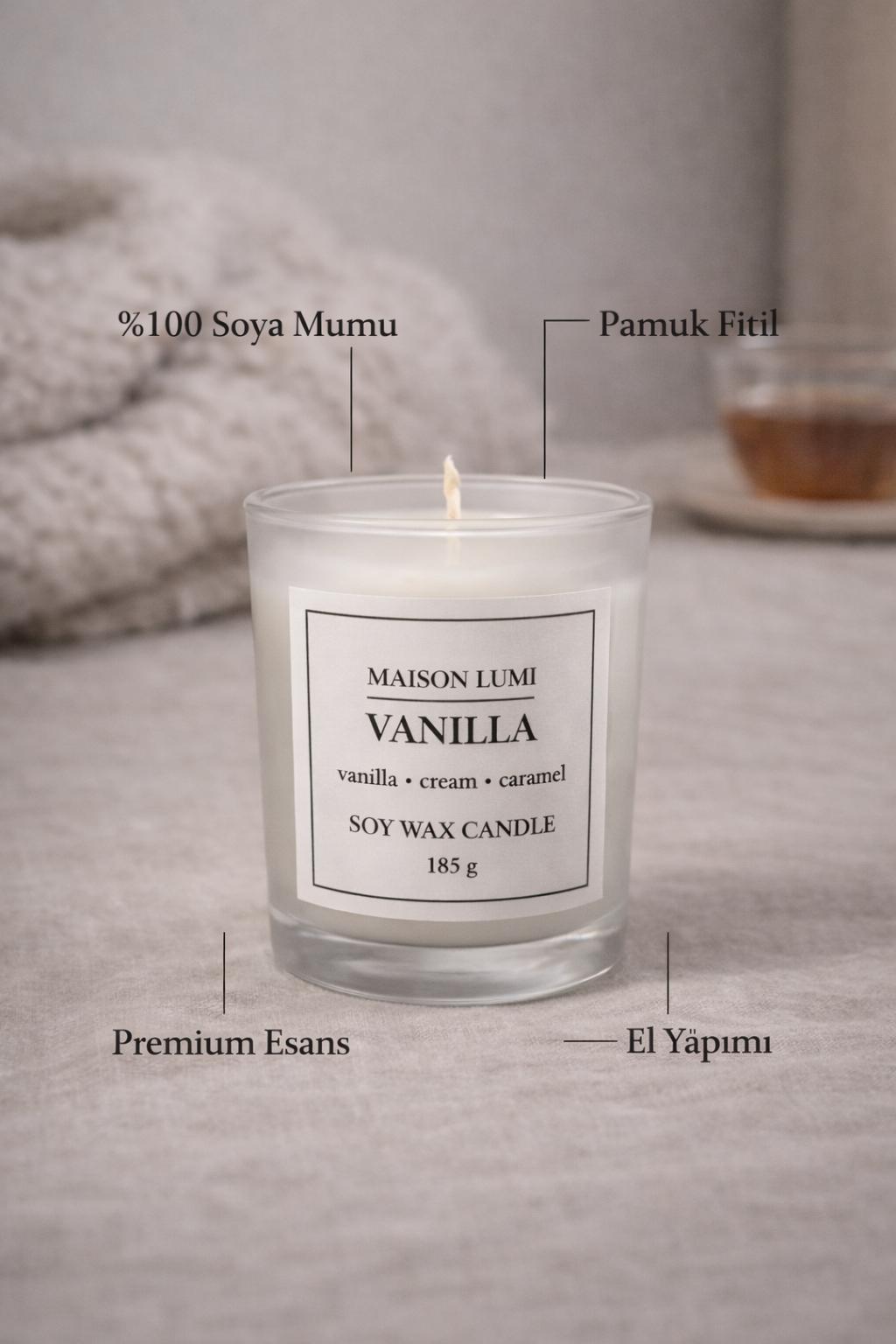 Vanilla Premium Soya Mumu – El Yapımı Doğal Mum