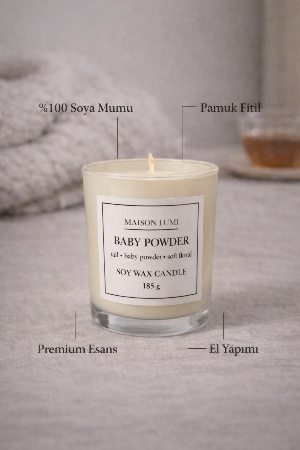 Baby Powder Premium Soya Mumu – El Yapımı Doğal Mum