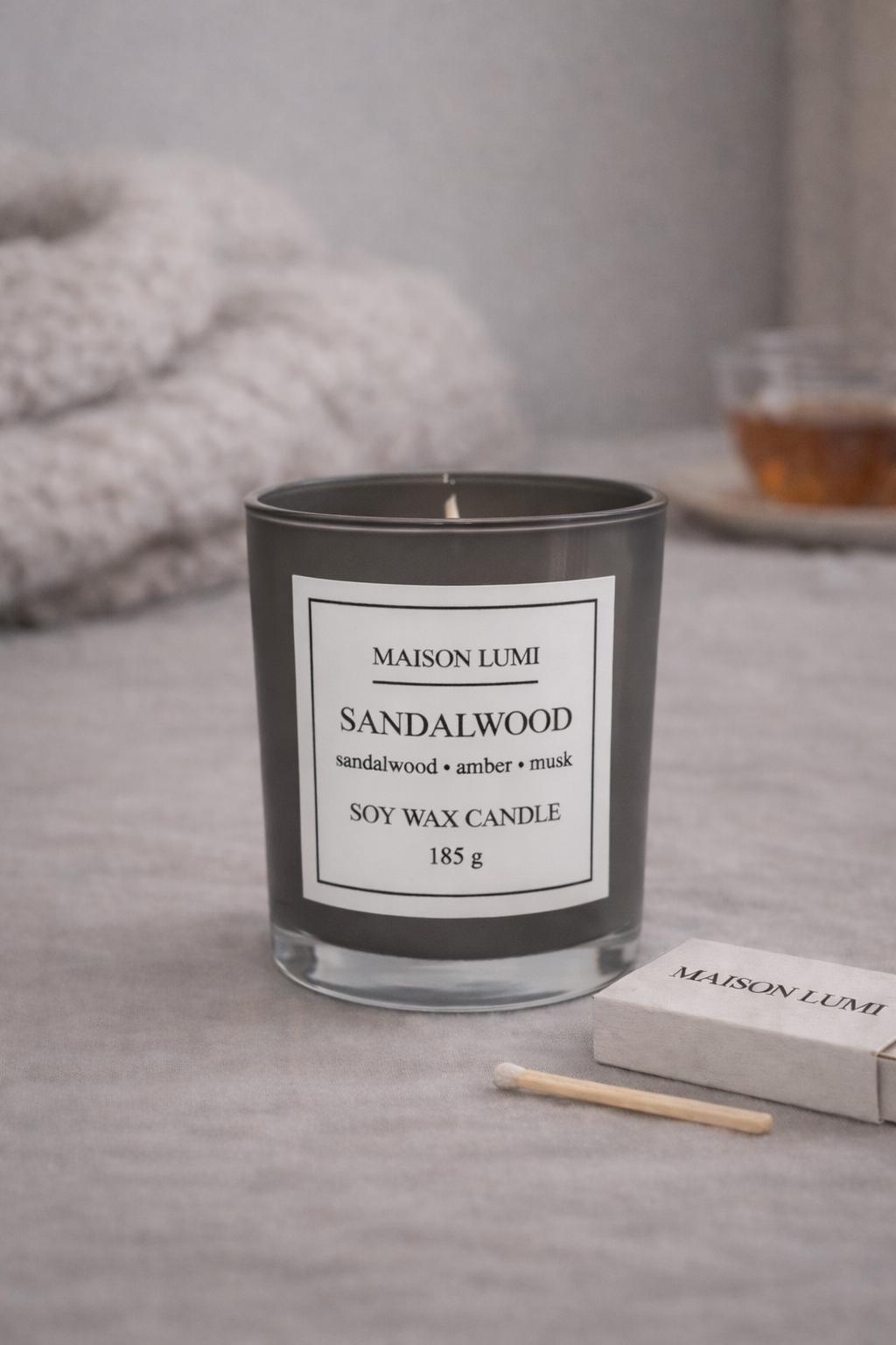 Sandalwood Premium Soya Mumu – El Yapımı Doğal Mum