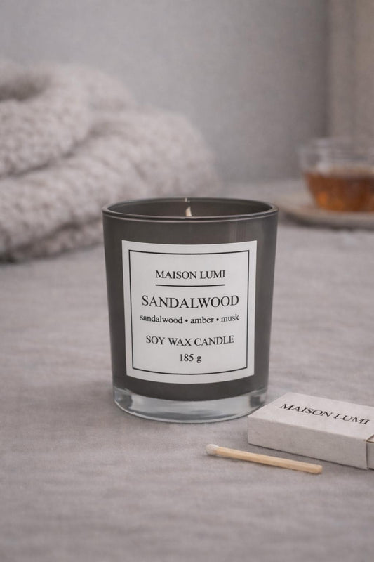 Sandalwood Premium Soya Mumu – El Yapımı Doğal Mum