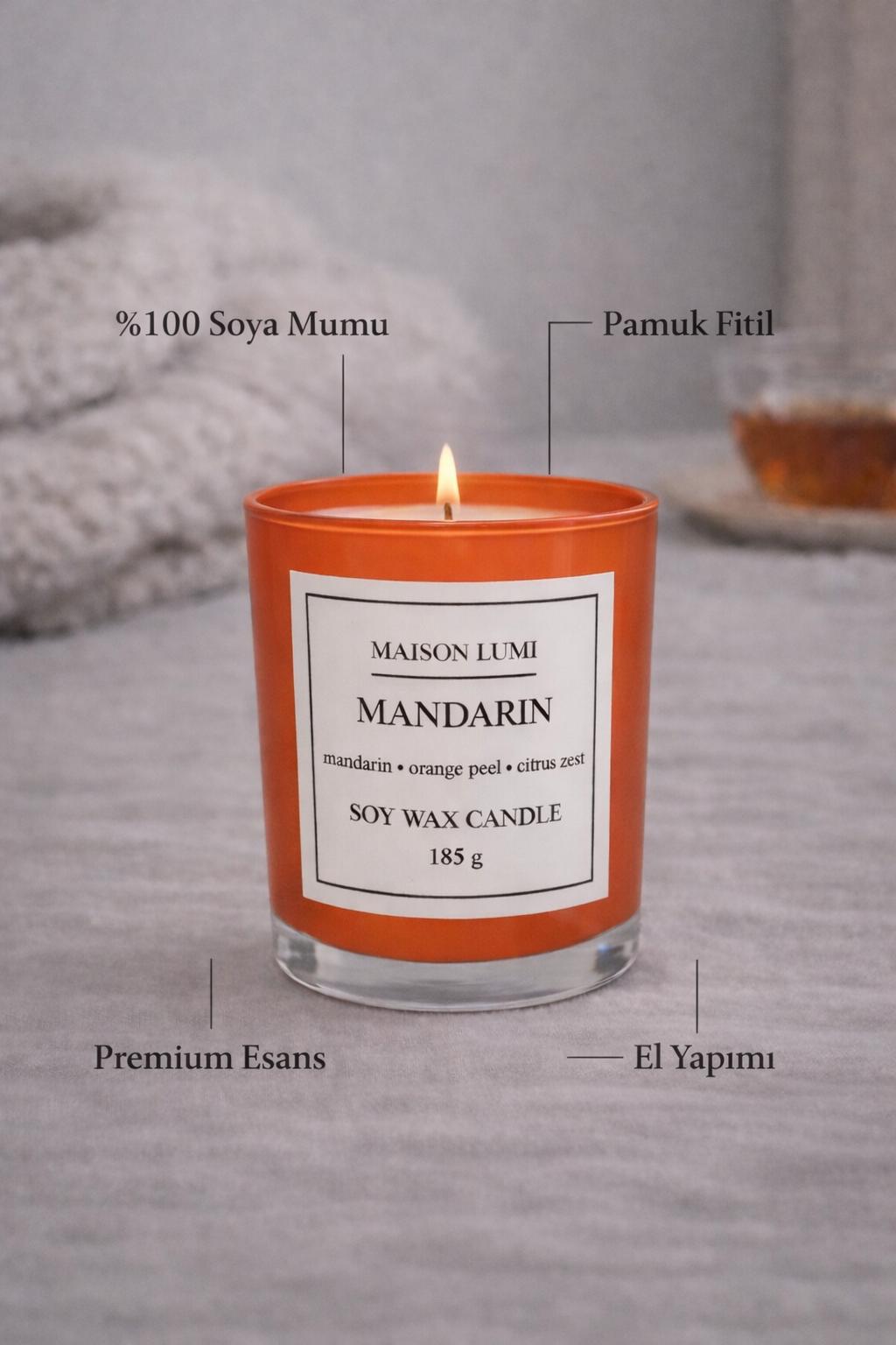 Mandarin Premium Soya Mumu – El Yapımı Doğal Mum