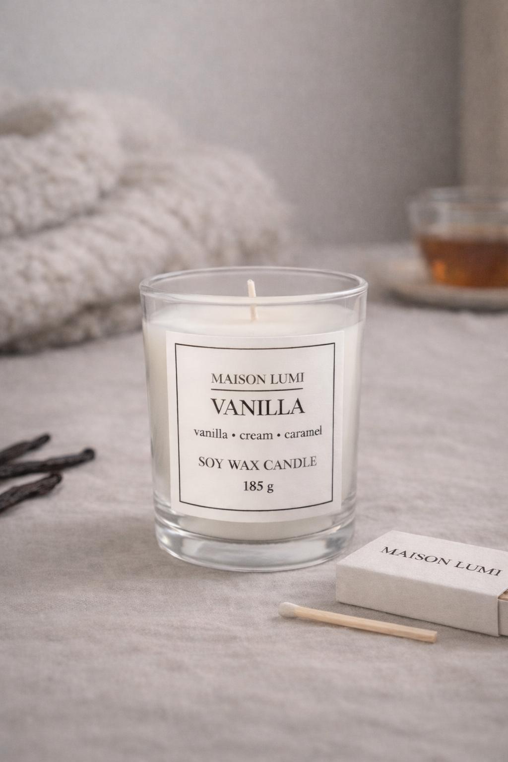 Vanilla Premium Soya Mumu – El Yapımı Doğal Mum