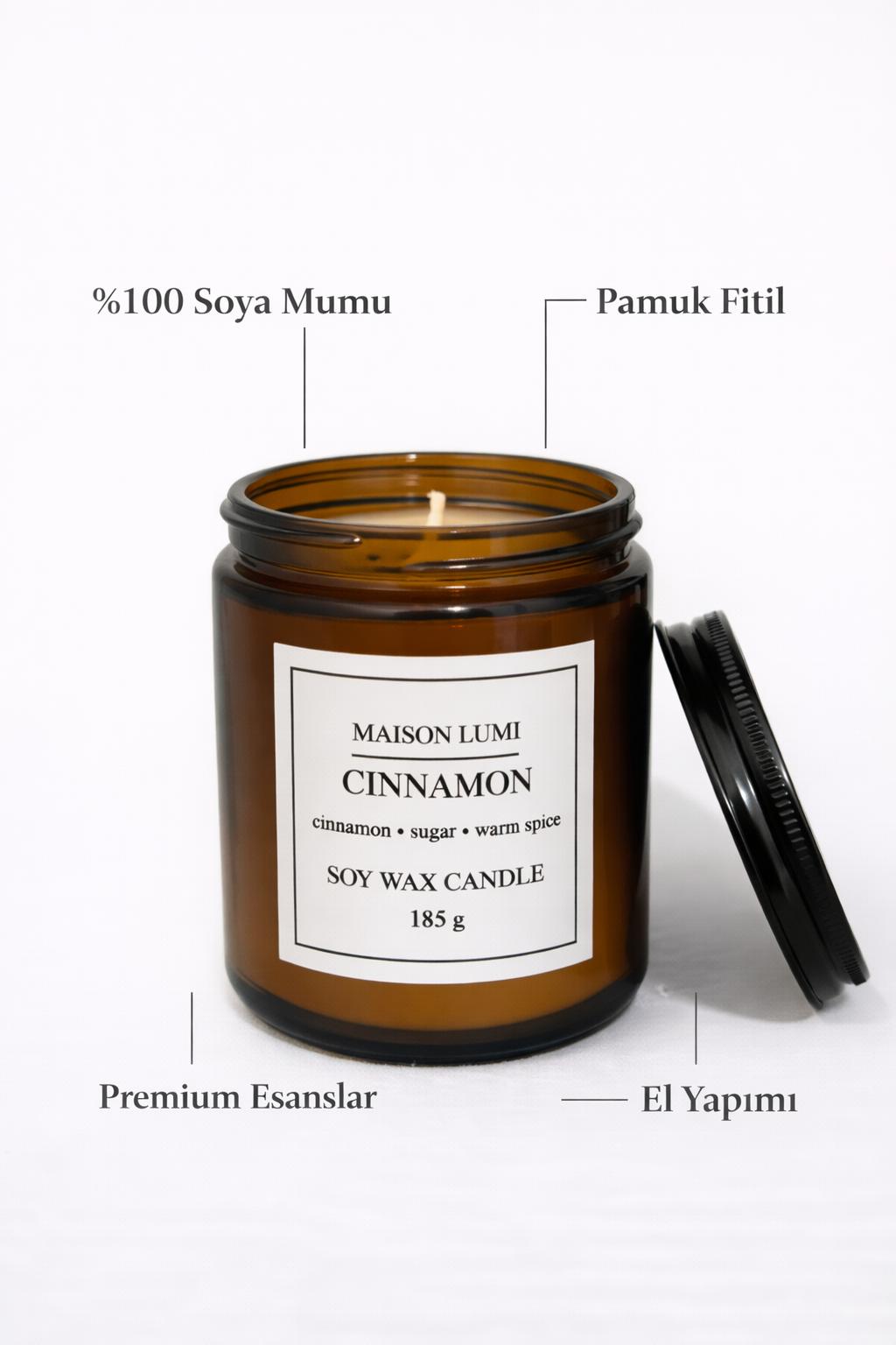 Cinnamon Kokulu Soya Mum – Sıcak & Baharatlı Tarçın