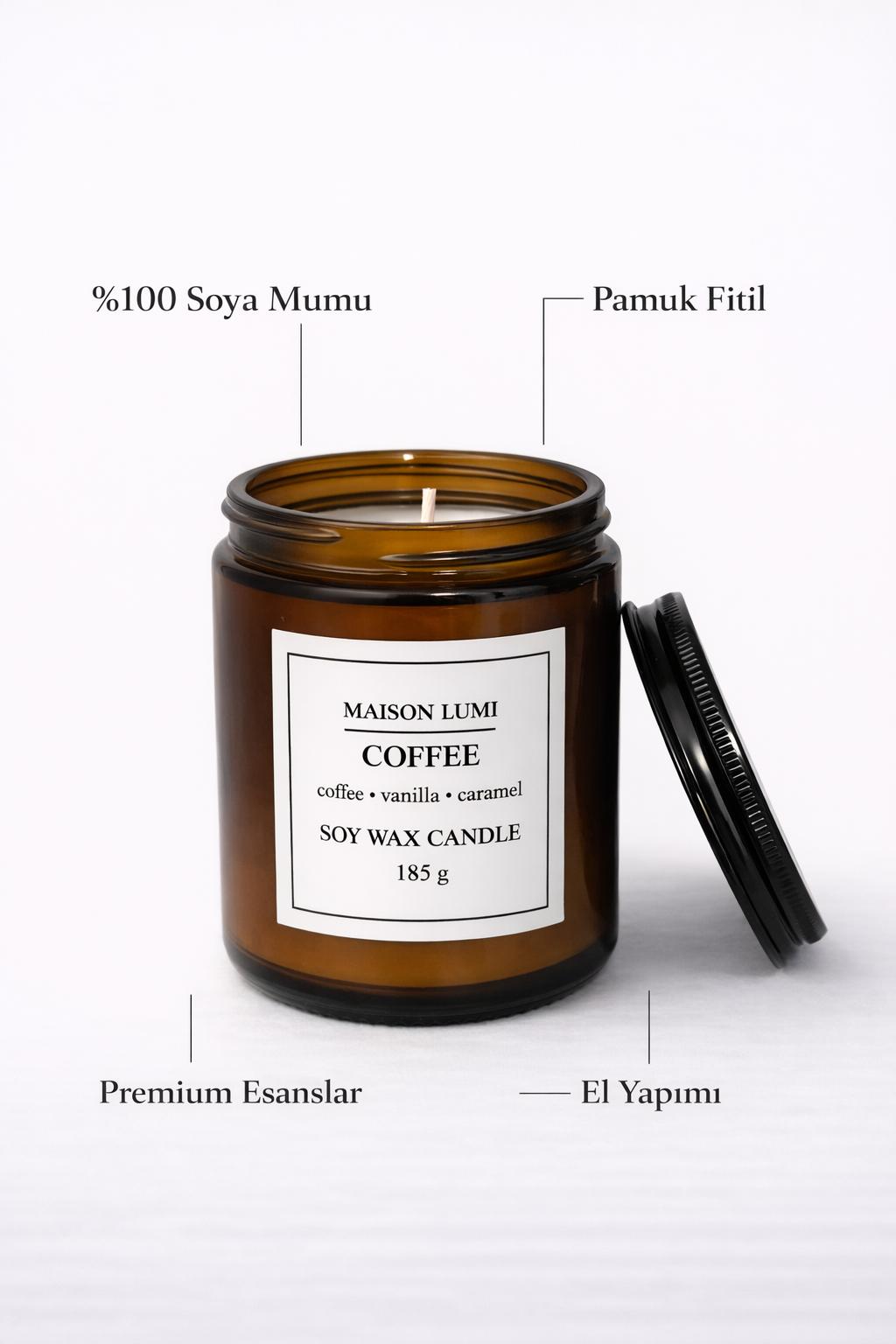 Coffee Kokulu Soya Mum – Kahve, Vanilya & Karamel Notalı
