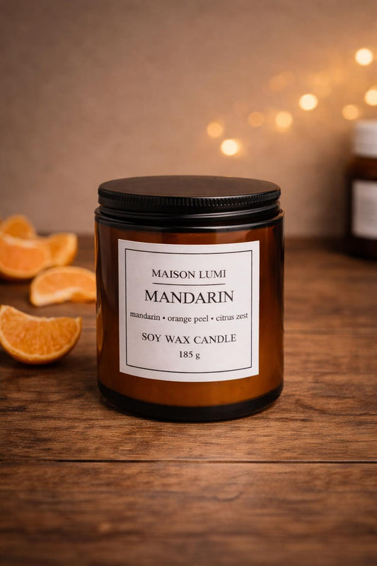 Mandalina Kokulu Doğal Soya Mum | Taze ve Enerjik Koku