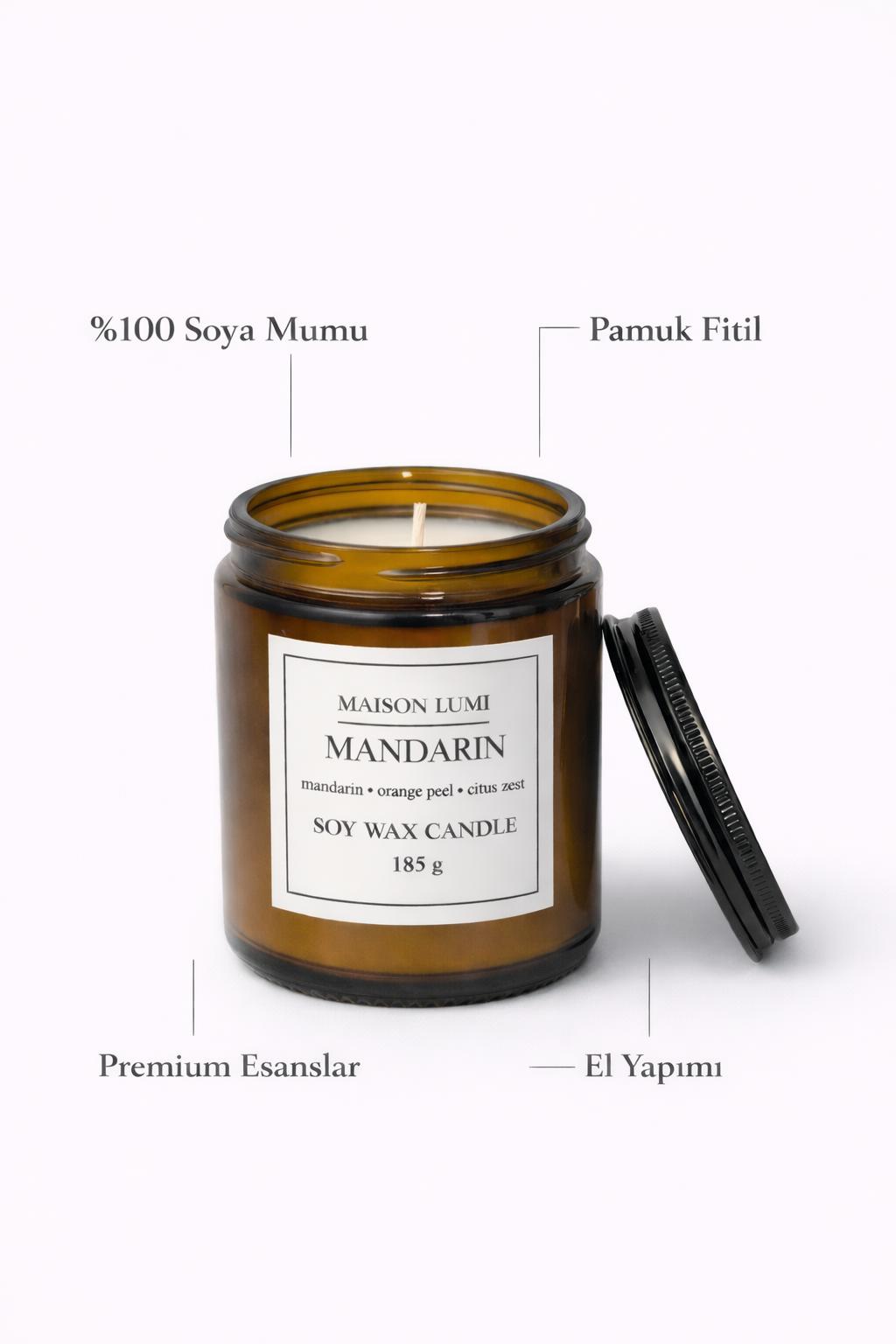 Mandalina Kokulu Doğal Soya Mum | Taze ve Enerjik Koku